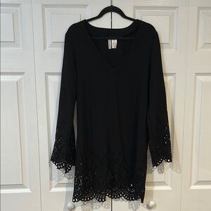 Kenneth Cole Reaction Black Swim Coverup with Lace Cut Outs